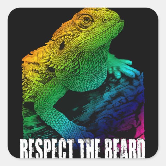 Bearded Dragon Respect The Beard Square Sticker (Front)