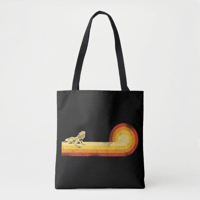 Bearded Dragon Retro Vintage Sunset Tote Bag (Front)