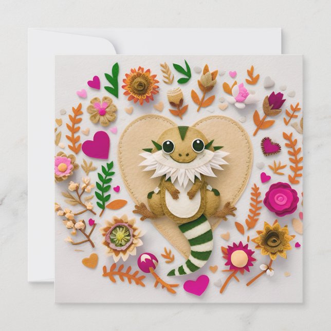 Bearded Dragon romantic  Holiday Card (Front)