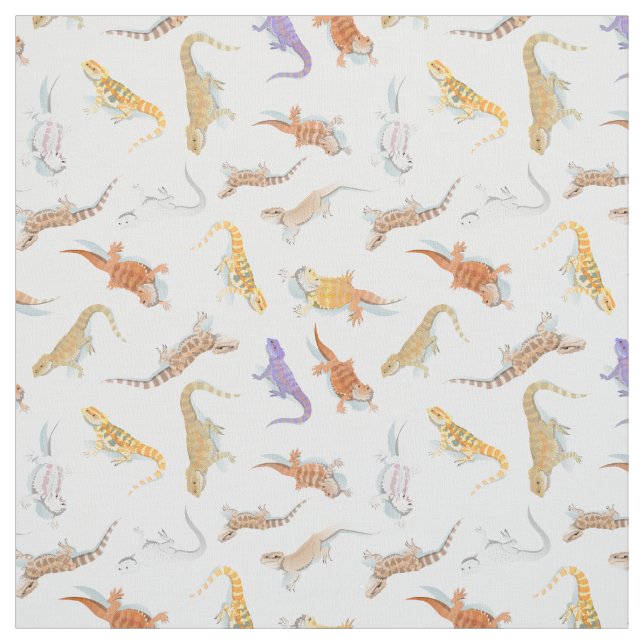 Bearded Dragon Scatter Pattern Transparent Fabric (Swatch)