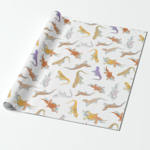 Bearded Dragon Scatter Pattern Transparent Wrapping Paper