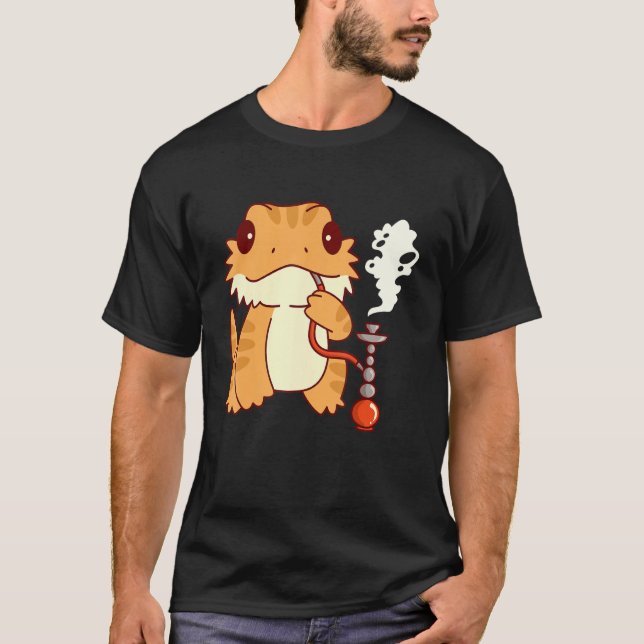 Bearded Dragon Smoking Hookah  Pogona With Shisha T-Shirt (Front)