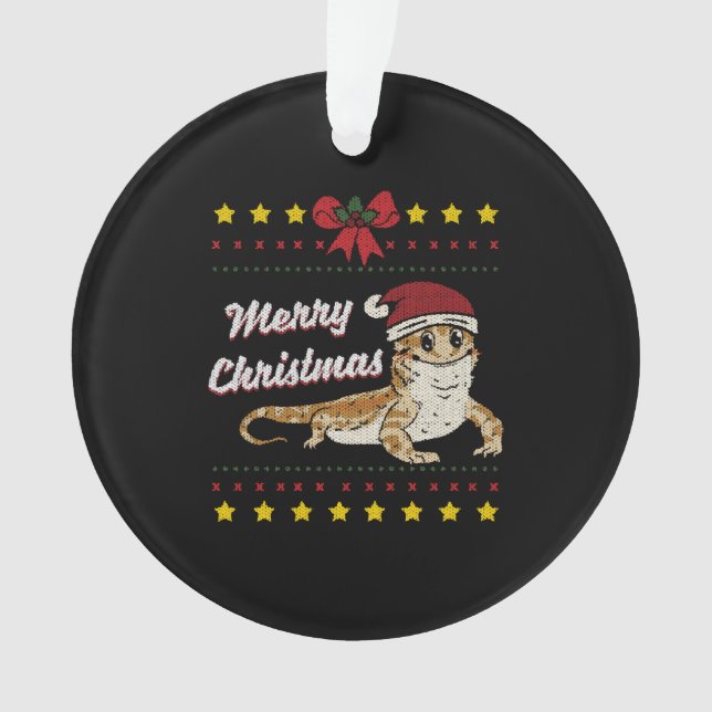Bearded Dragon Ugly Christmas Lizard Reptile Ornament (Front)