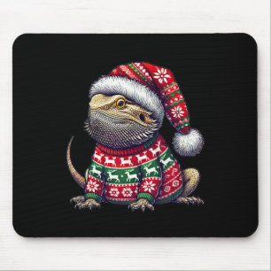 Bearded Dragon Ugly Sweater Santa Hat Christmas  Mouse Pad