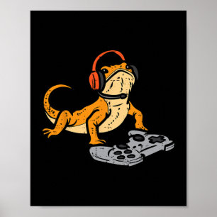 Bearded Dragon Video Gaming Funny Gamer Animal Men Poster