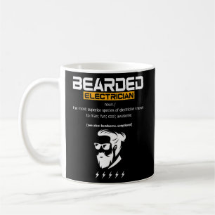 Bearded Electrician Definition Electricity Lineman Coffee Mug