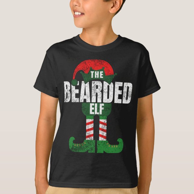 Bearded Elf Christmas Gifts Costume Funny Family M T-Shirt (Front)