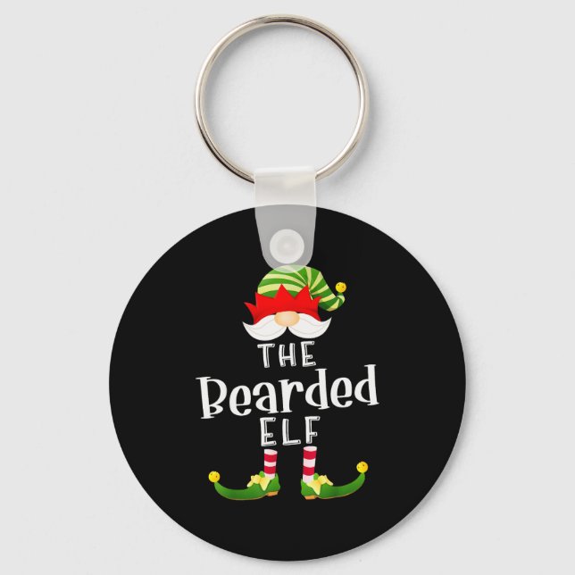 Bearded Elf Group Christmas Funny Pajama Party  Key Ring (Front)