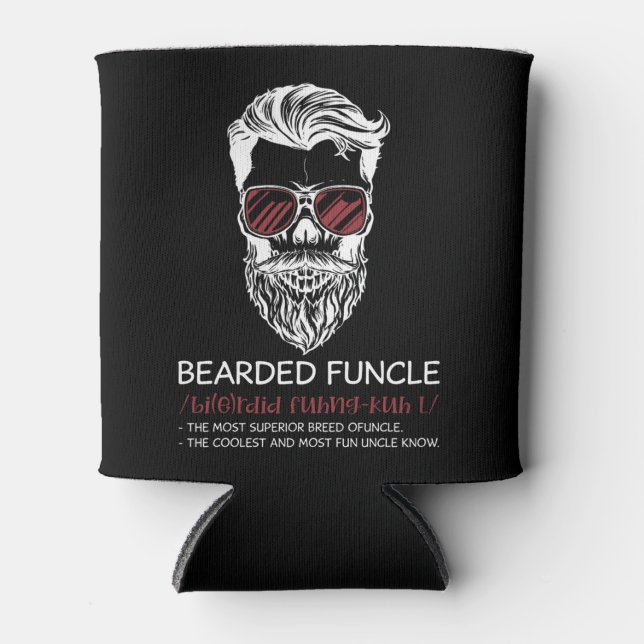 Bearded Funcle Funny Uncle Definition Can Cooler (Front)