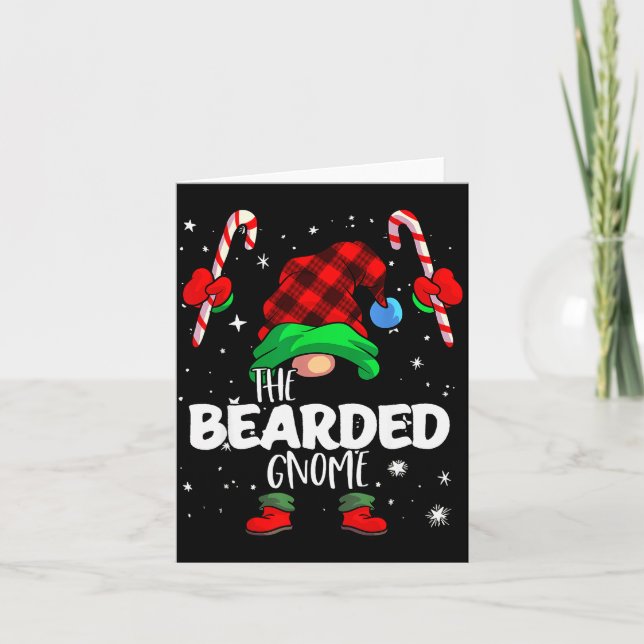 Bearded Gnome Red Buffalo Plaid Matching Family Ch Card (Front)