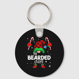 Bearded Gnome Red Buffalo Plaid Matching Family Ch Key Ring