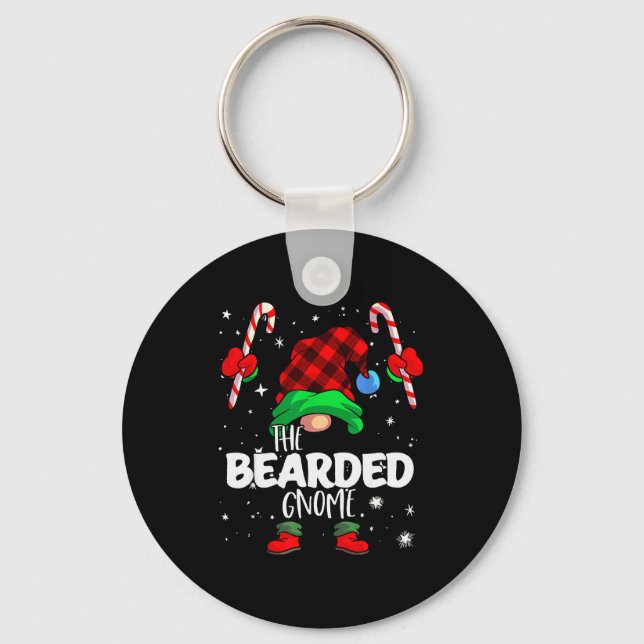 Bearded Gnome Red Buffalo Plaid Matching Family Ch Key Ring (Front)