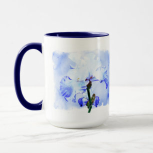 Bearded Iris - Blue And White Mug