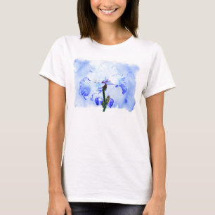 Bearded Iris - Blue And White T-Shirt