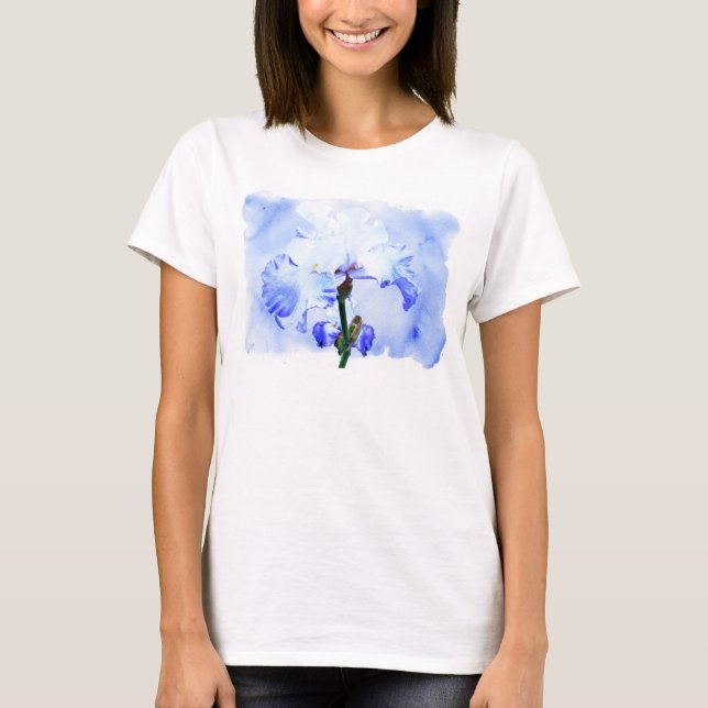 Bearded Iris - Blue And White T-Shirt (Front)
