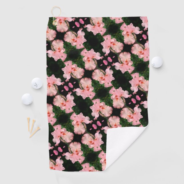 Bearded Iris Flower In Peach Abstract Pattern    Golf Towel (InSitu)