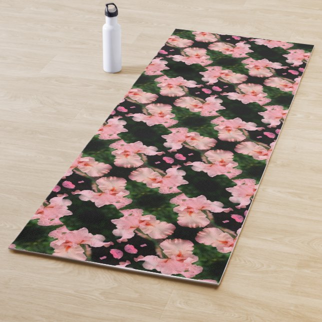 Bearded Iris Flower In Peach Abstract Pattern    Yoga Mat (In Situ)