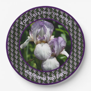 Bearded Iris Flowers Personalised Party  Paper Plate