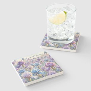 Bearded Iris & Quote Stone Coaster
