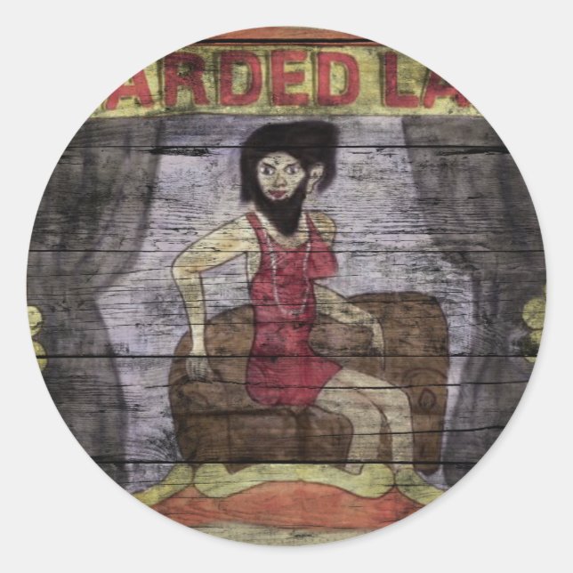 Bearded Lady Vintage Canival Banner Classic Round Sticker (Front)