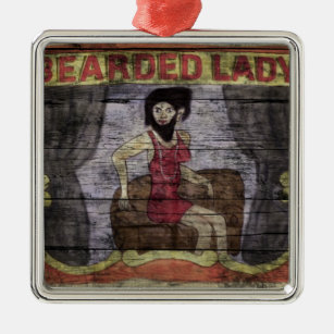 Bearded Lady Vintage Canival Banner Metal Tree Decoration
