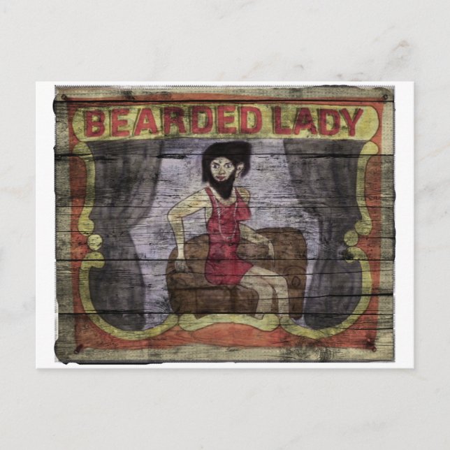 Bearded Lady Vintage Canival Banner Postcard (Front)