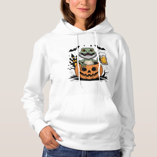 Bearded Lizard Halloween Beer Pumpkin Hoodie (Front)