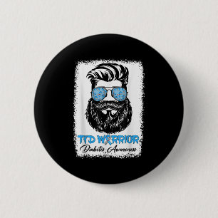 Bearded Man T1d Warrior Type 1 Diabetes Awareness 6 Cm Round Badge