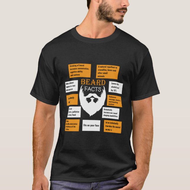 Bearded Men Gift Funny Beard Fact T-Shirt (Front)