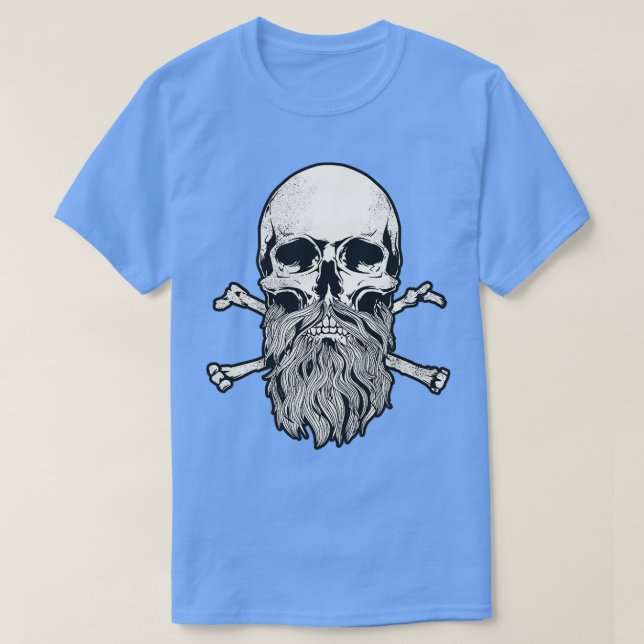 Bearded Skull and Crossbones T-Shirt (Design Front)