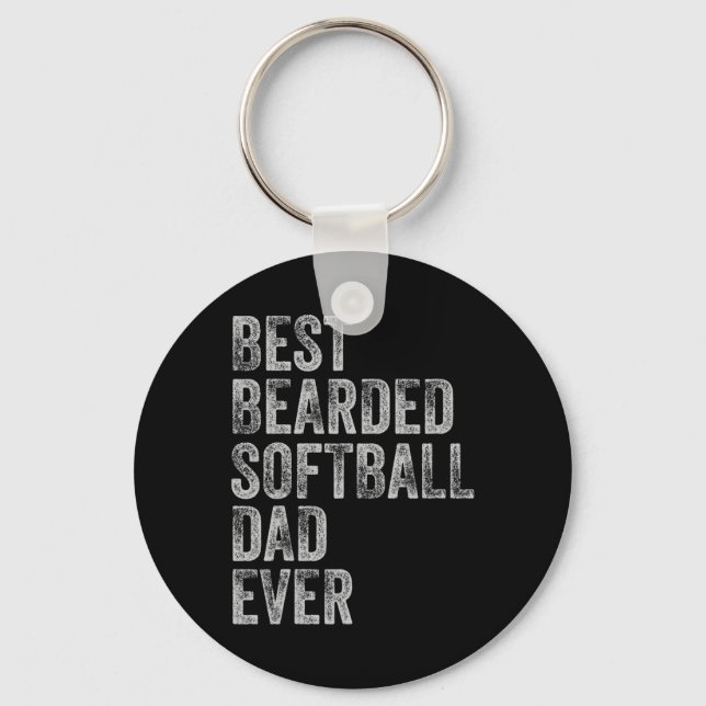 Bearded Softball Dad Fathers Day  Key Ring (Front)