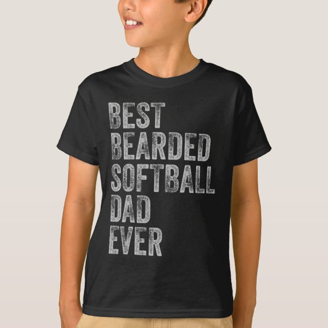 Bearded Softball Dad Fathers Day  T-Shirt (Front)