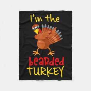 Bearded Turkey Matching Family Group Thanksgiving Fleece Blanket