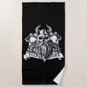 Bearded Viking Warrior Beach Towel