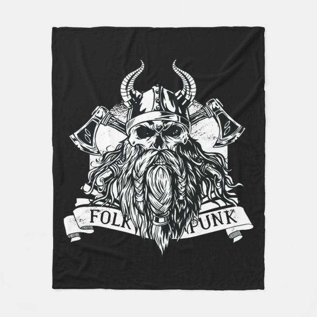 Bearded Viking Warrior Fleece Blanket (Front)