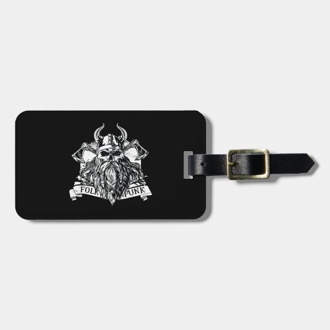 Bearded Viking Warrior Luggage Tag (Front Horizontal)