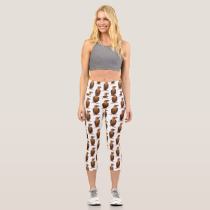 Bearded Vulture cartoon illustration Capri Leggings