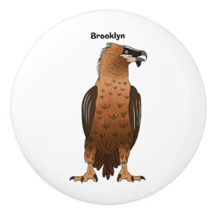 Bearded Vulture cartoon illustration Ceramic Knob