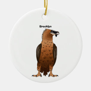 Bearded Vulture cartoon illustration  Ceramic Tree Decoration