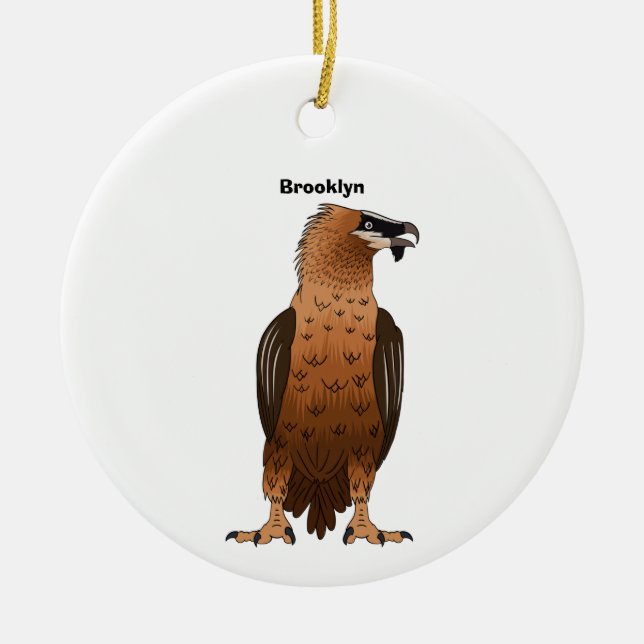 Bearded Vulture cartoon illustration  Ceramic Tree Decoration (Front)