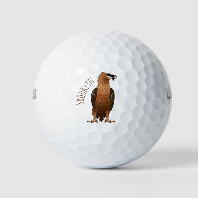 Bearded Vulture cartoon illustration  Golf Balls (Front)