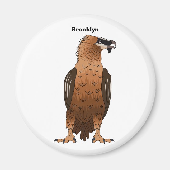 Bearded Vulture cartoon illustration Magnet (Front)