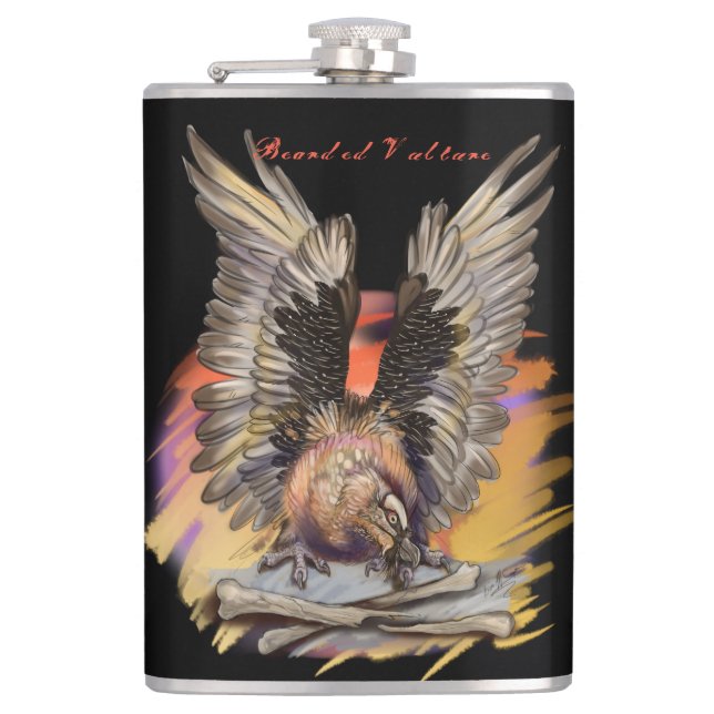Bearded Vulture Hip Flask (Front)