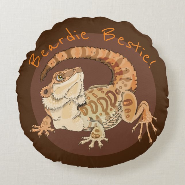 Beardie Bestie!  Round Cushion (Front)