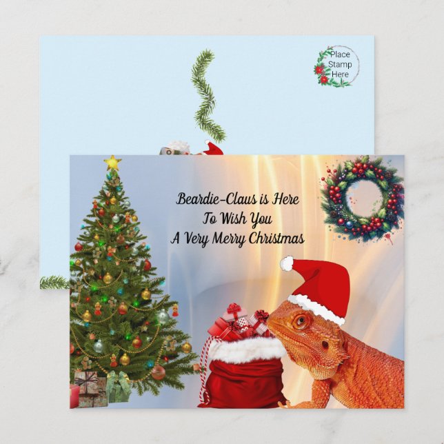 Beardie-Claus - Bearded Dragon Christmas Postcard (Front/Back)