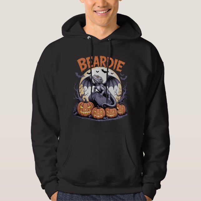 Beardie Halloween Moon Scene Hoodie (Front)