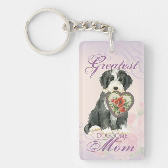 Beardie Heart Mum Key Ring (Front)