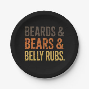 Beards Bears Belly Rubs LGBTQ Gay Pride Ally  Paper Plate