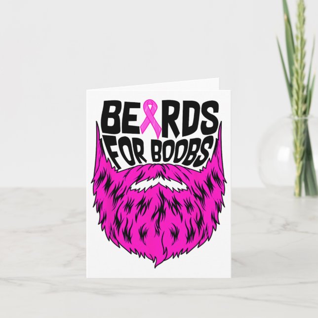 Beards For Breast Breast Cancer Awareness Support  Card (Front)