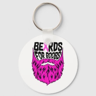 Beards For Breast Breast Cancer Awareness Support Key Ring